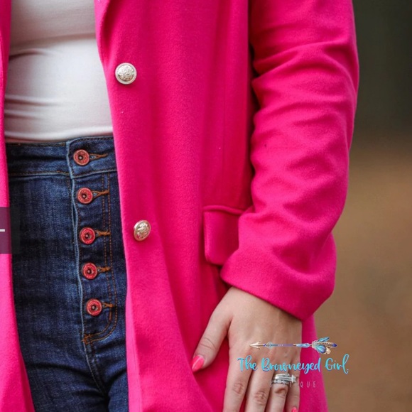 Pink Poppin Button Down Coat - Picture 2 of 5